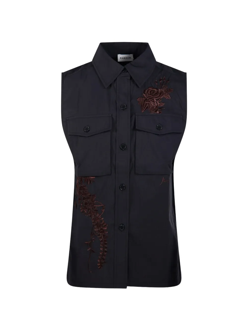 

Рубашка с вышитым карманом P.A.R.O.S.H., черный