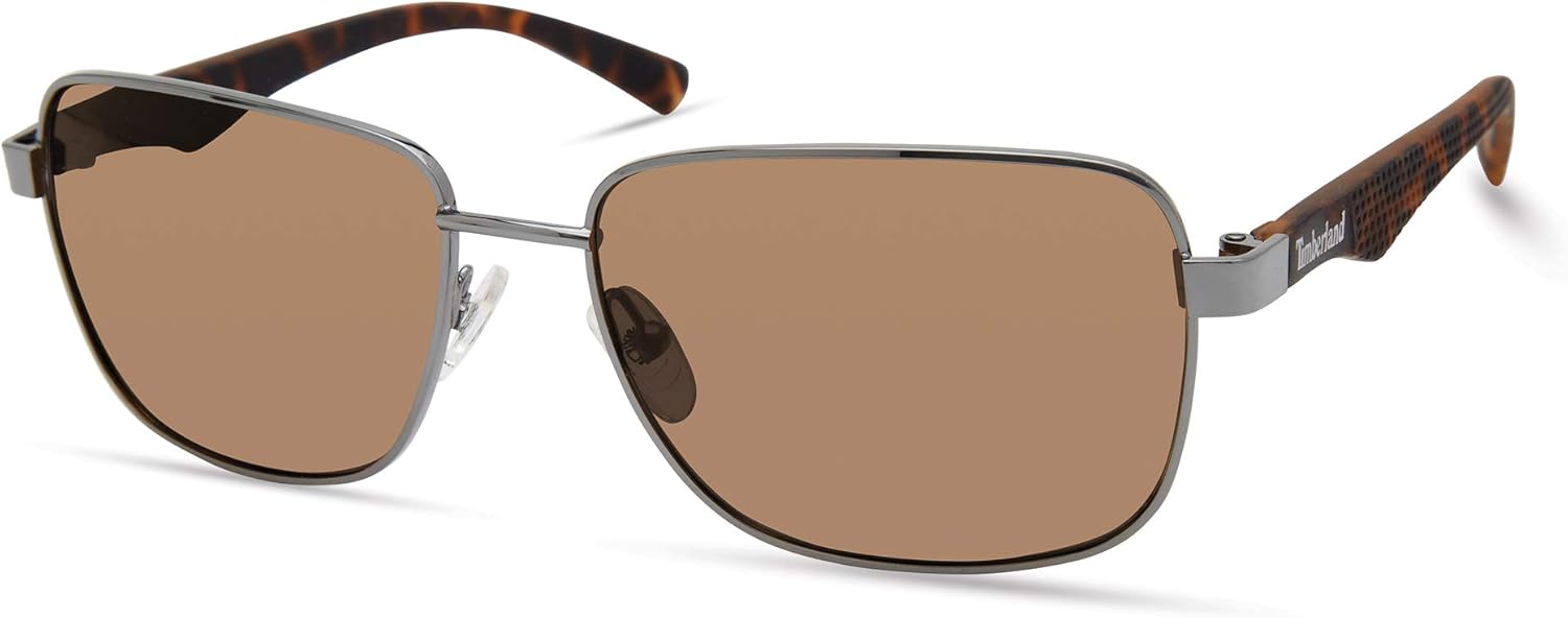 

Timberland мужские Tba9263 прямоугольные Polarized прямоугольные солнцезащитные очки, Shiny Dark Gunmetal