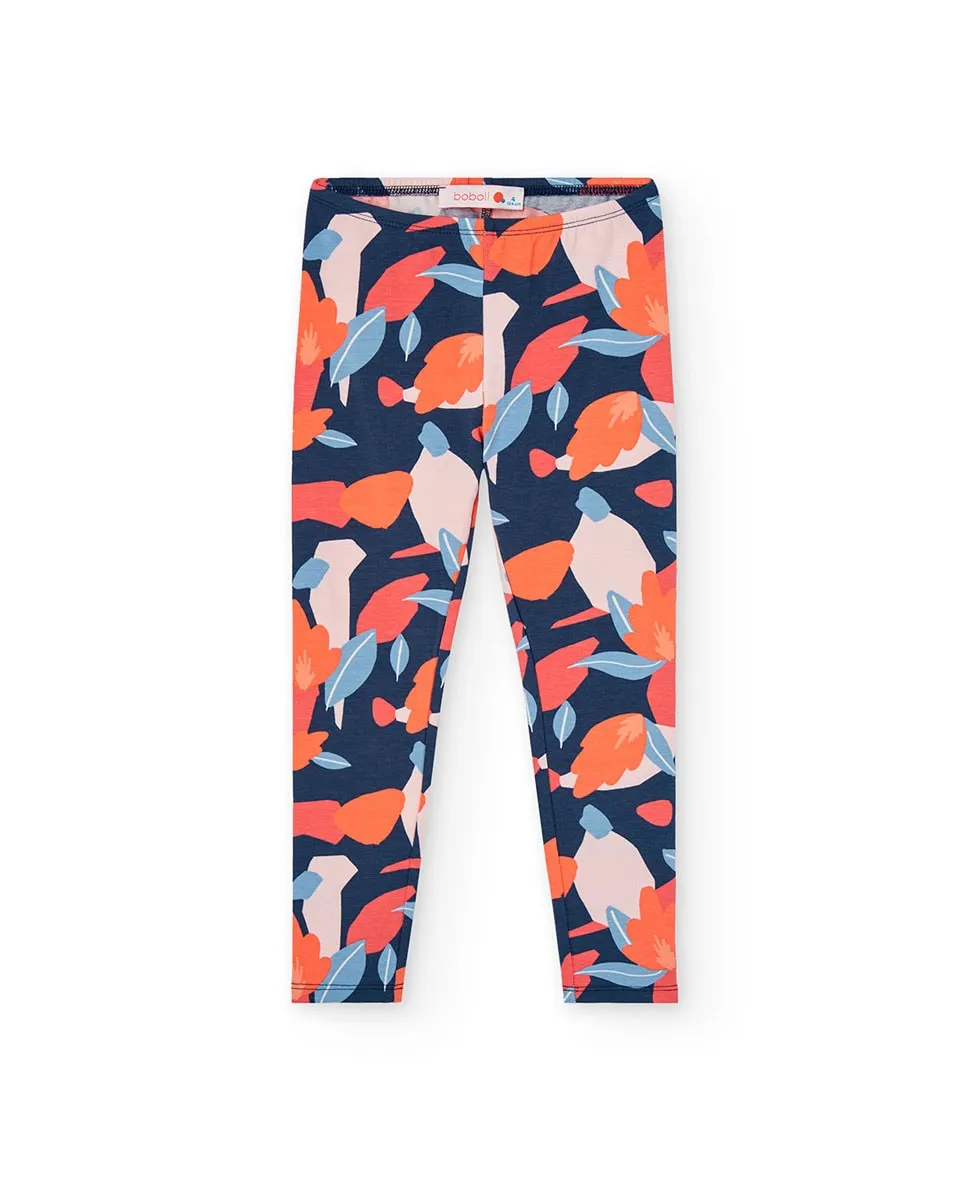 

Эластичные детские леггинсы с принтом и резинкой Boboli, темно-синий/оранжевый
