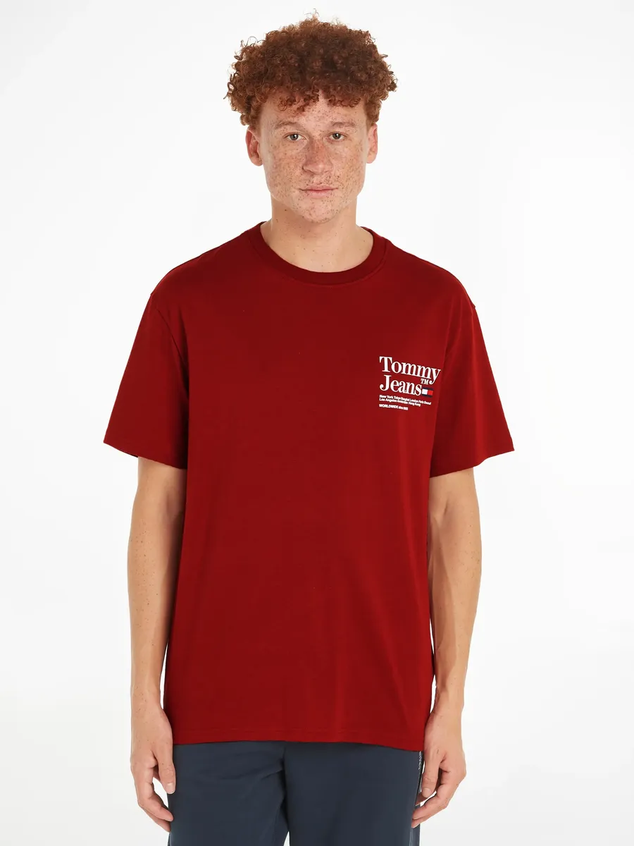 

Футболка Tommy Jeans "TJM REG MODERN TOMMY TM TEE", с крупным принтом на спине, цвет Magma Red