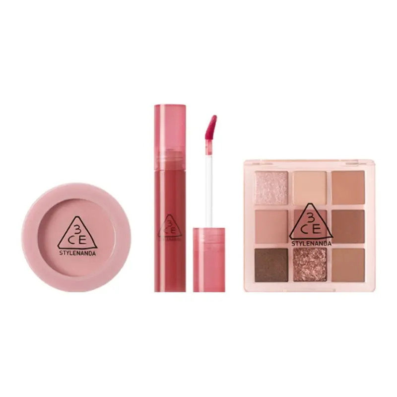 

Набор для макияжа Jiugongge: тени для век, жидкая помада, румяна 3CE, taro paste eyeshadow+smoke розовый blush+fig liquid lipstick