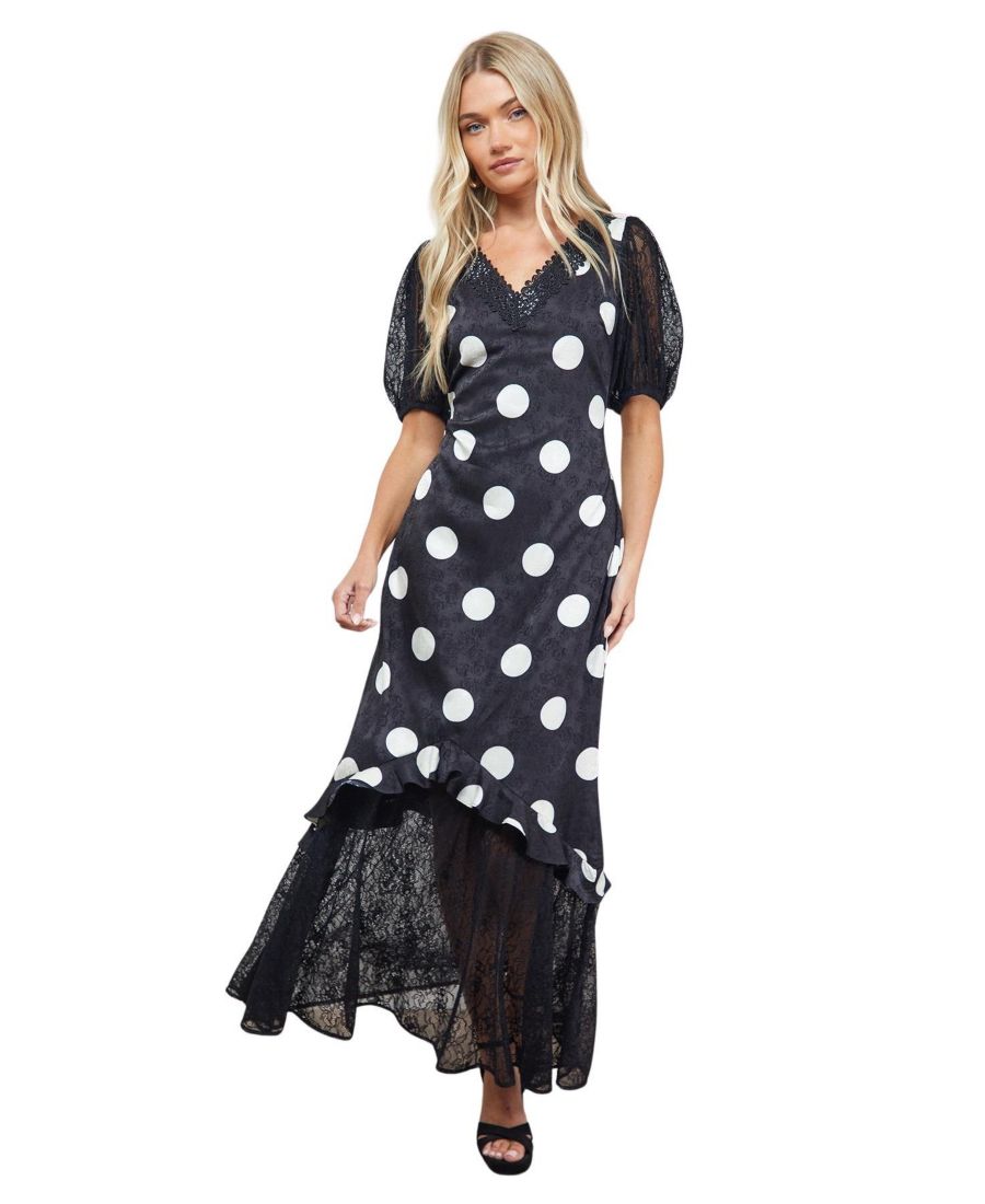 

Женское миди-платье с оборками и пышными рукавами Oasis, Black