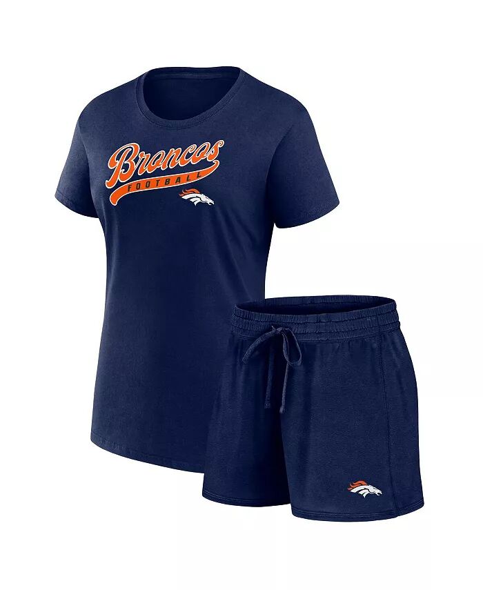 

Женская темно-синяя футболка Denver Broncos Start to Finish с шортами Fanatics