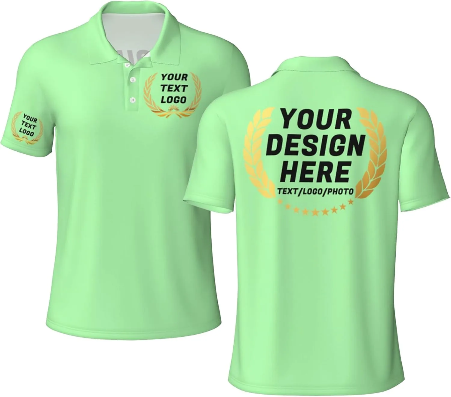 

Кастомная поло для гольфа с принтом на груди, спине и рукавах