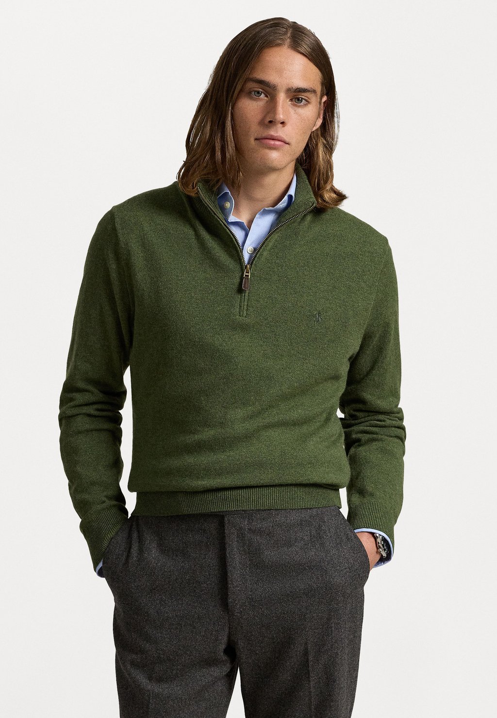 

Джемпер WOOL QUARTER-ZIP JUMPER Polo Ralph Lauren, оливковый