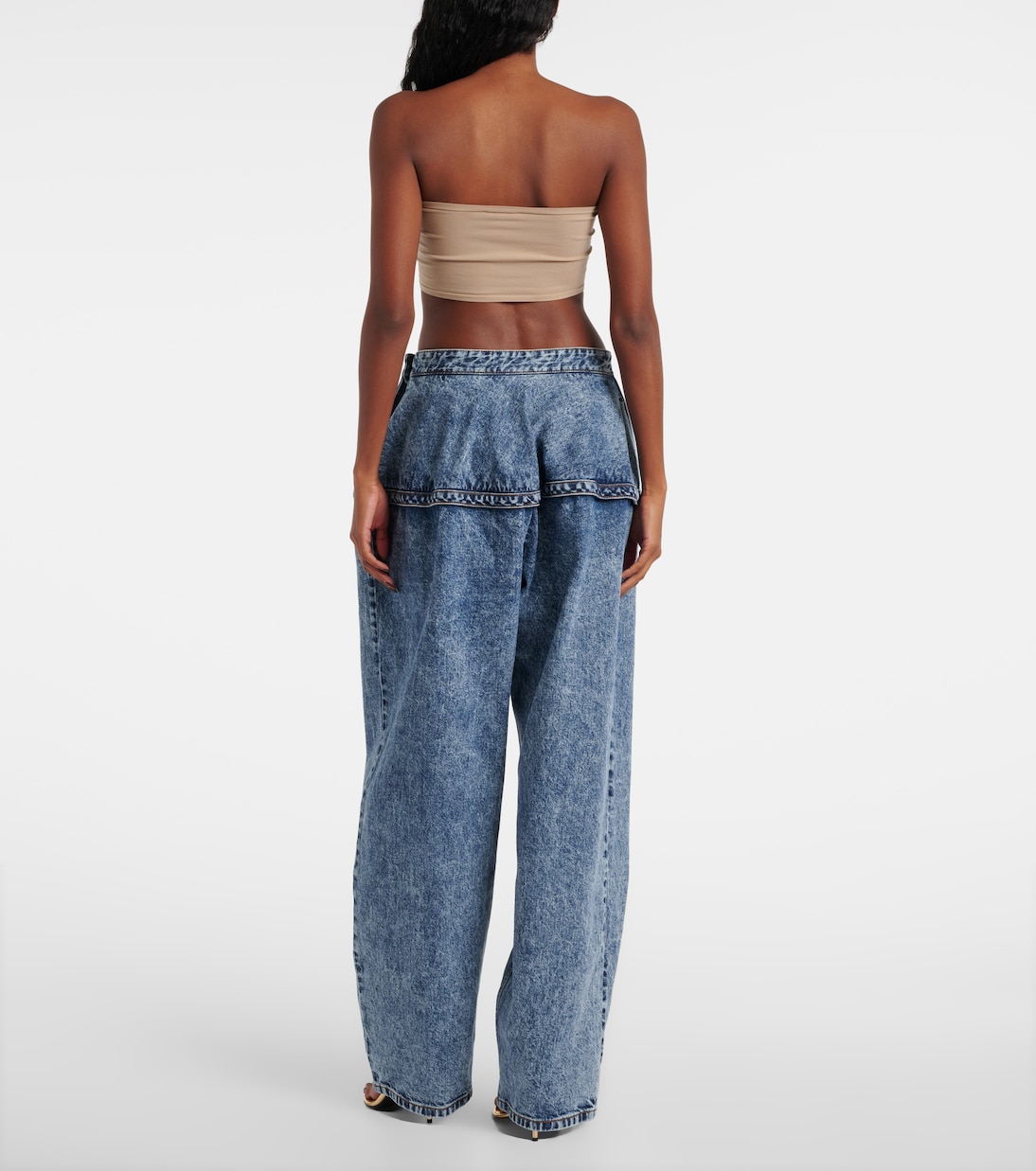 Джинсы с низкой посадкой и широкими штанинами Alaïa, Bleu Neige — фото 3