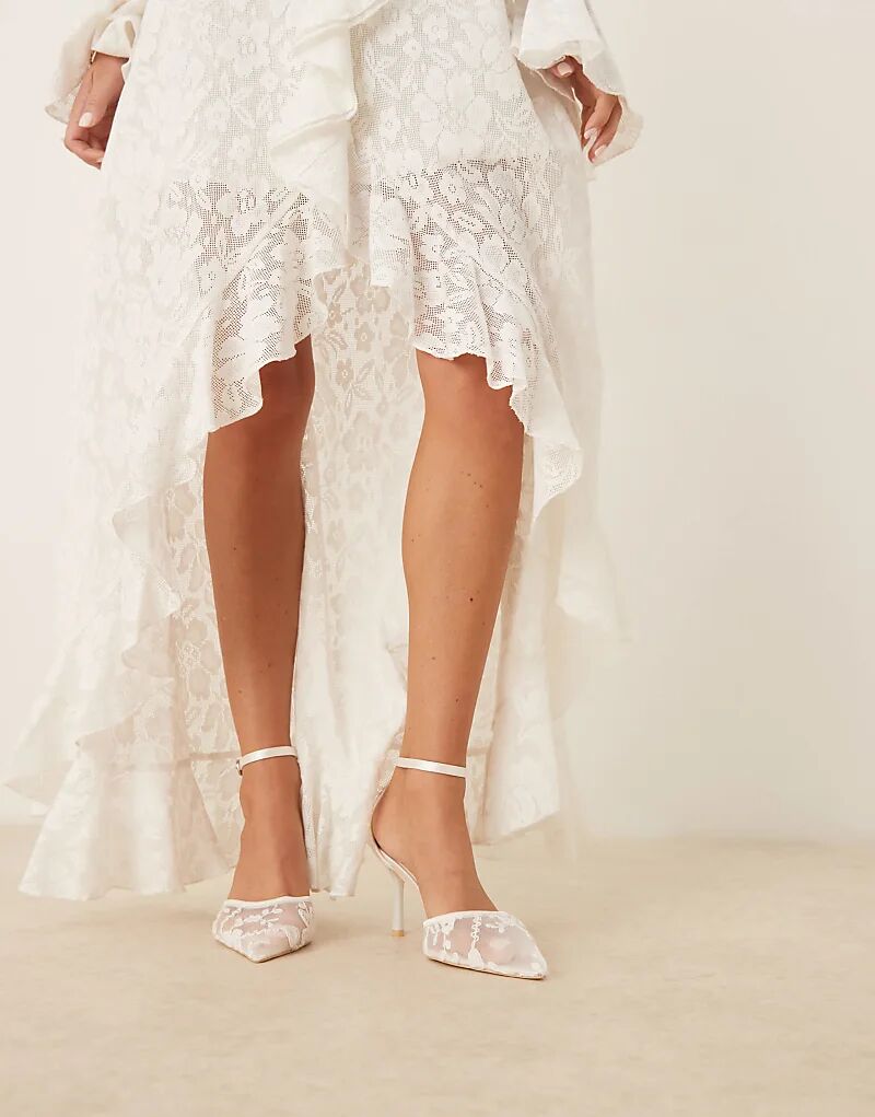 Туфли Be Mine Bridal Vennie на каблуке-рюмочке из кружева цвета слоновой кости — фото 3