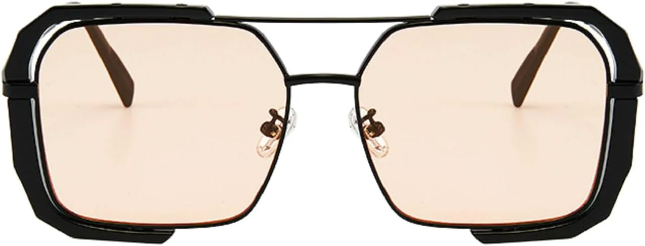 

Модные желтые солнцезащитные очки для активного отдыха, женские и мужские, в винтажном панк-стиле, очки-пилот, пляжные очки для женщин 5187 Melrose, Black Teea