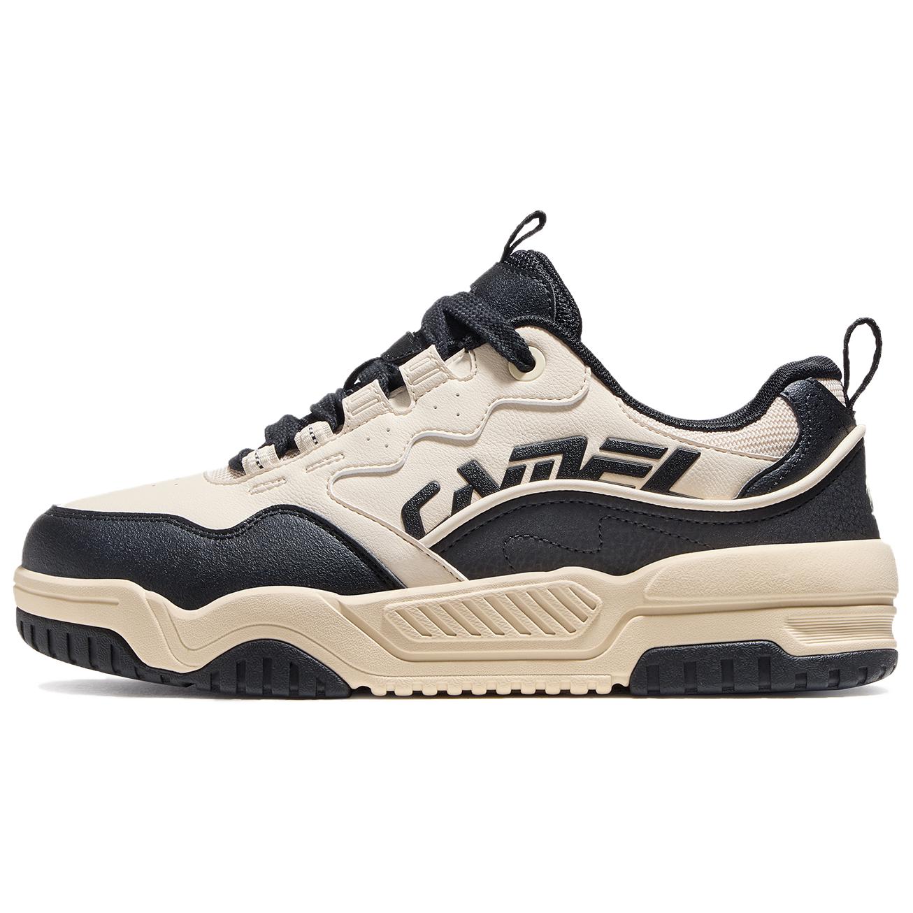 

CAMEL Скользоустойчивые и дышащие мужские скейтерские кеды низкие - черный светло-бежевый белый, цвет Black Light Beige White