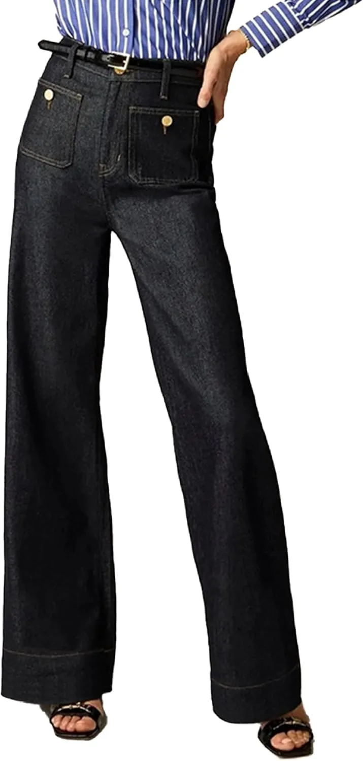 

Ross Freckle женские джинсы широкие клеш stretch denim черные Ross&Freckle