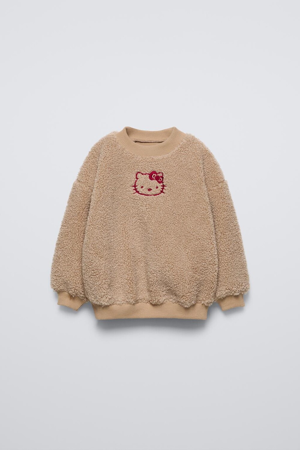 

Толстовка hello kitty sanrio из искусственной овчины с подкладкой ZARA, цвет dark beige