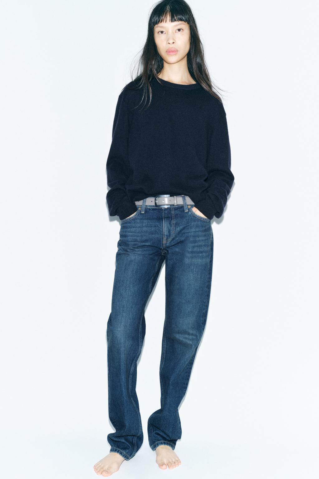 

Прямые джинсы с низкой посадкой ZARA, синий