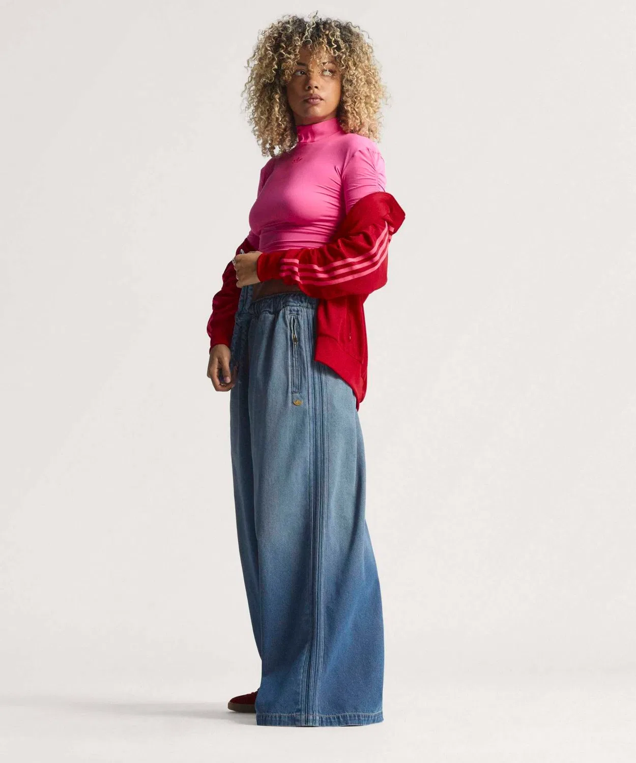 Джинсовые спортивные штаны adidas Originals свободного кроя синие — фото 4