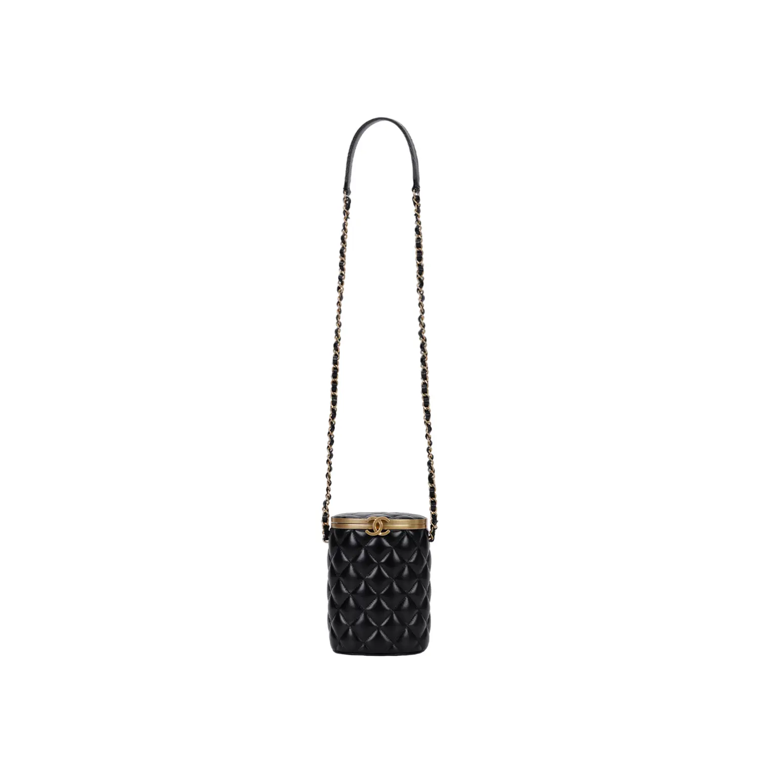 

CHANEL Сумка-коробка из овчины, сумка через плечо, женская, черная
