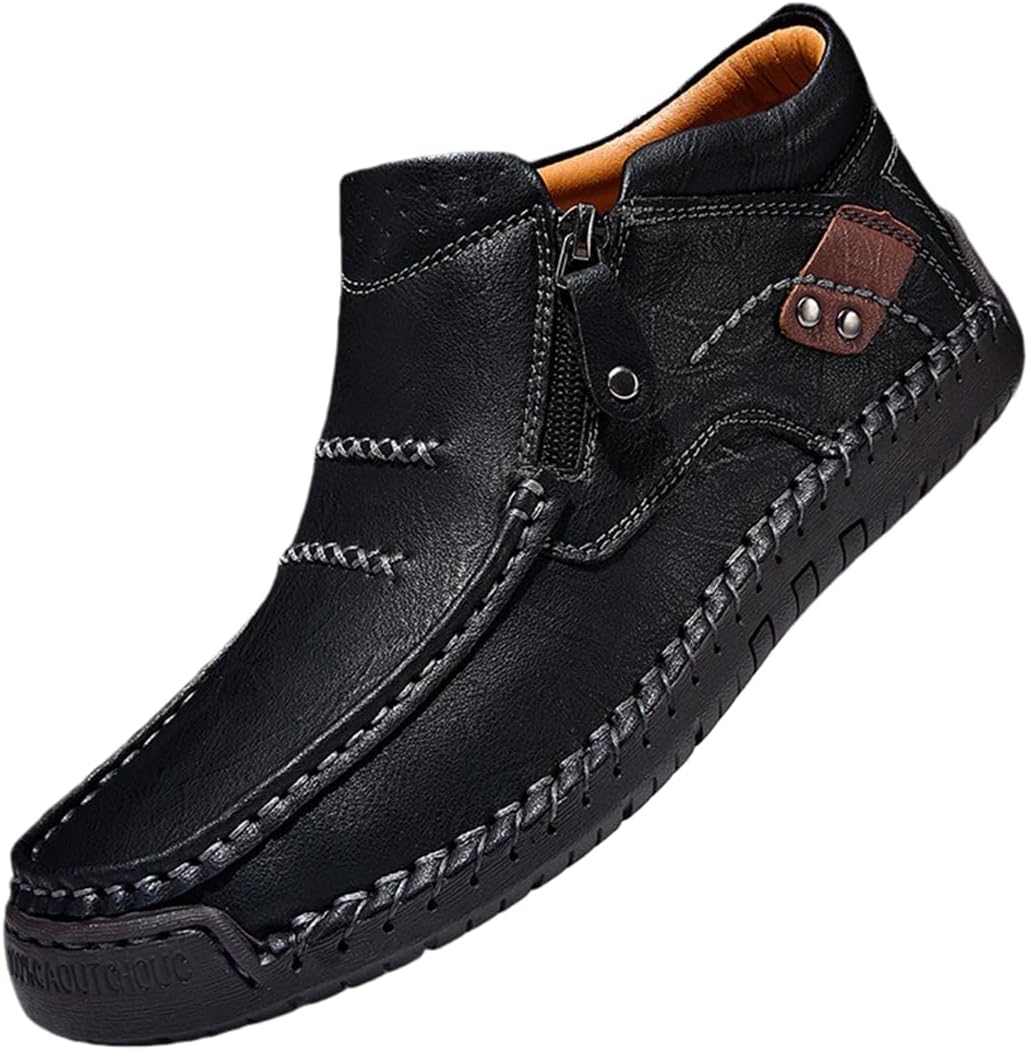 

Мужские и женские высокие лоферы ручной работы с боковой молнией, повседневные, офисные, для путешествий, активного отдыха, походов и прогулок Generic, черный