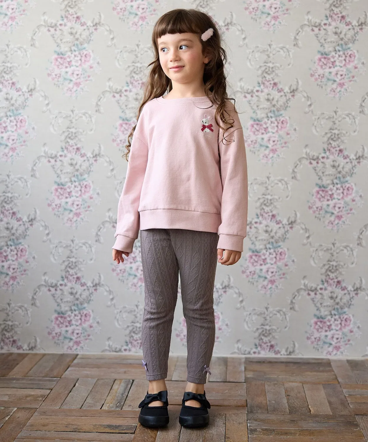 Леггинсы жаккардовые с кабельным узором ANY KIDS, полная длина, черный — фото 4