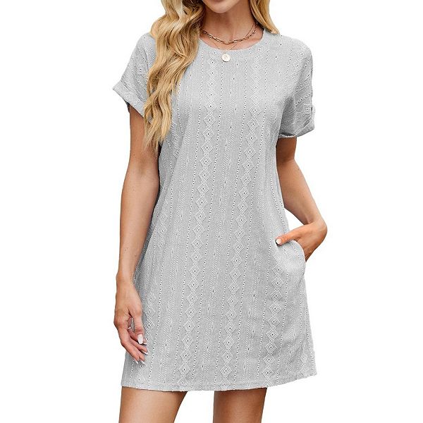 

Женское платье с коротким рукавом и круглым вырезом для пляжа и отдыха Yesfashion, Gray