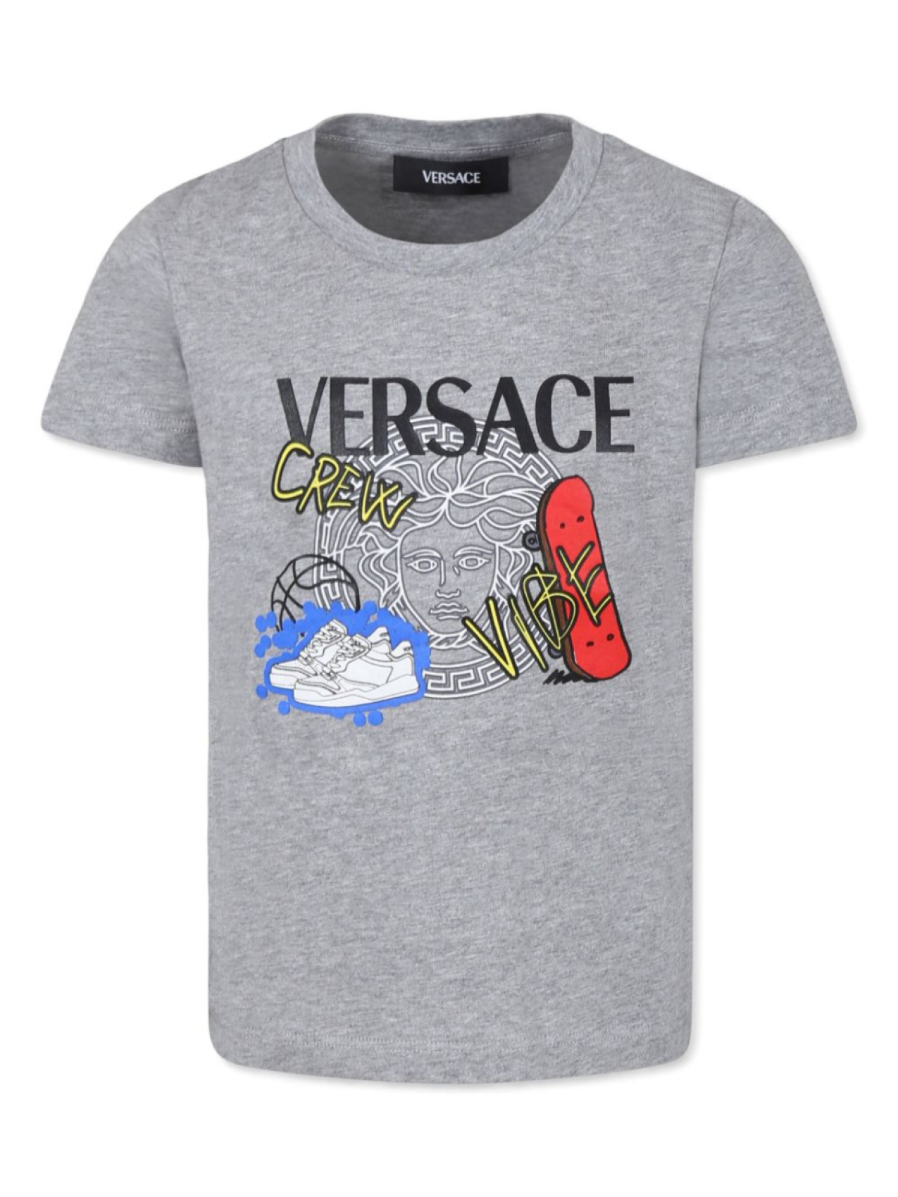 

Футболка с декором Medusa Versace Kids, серый