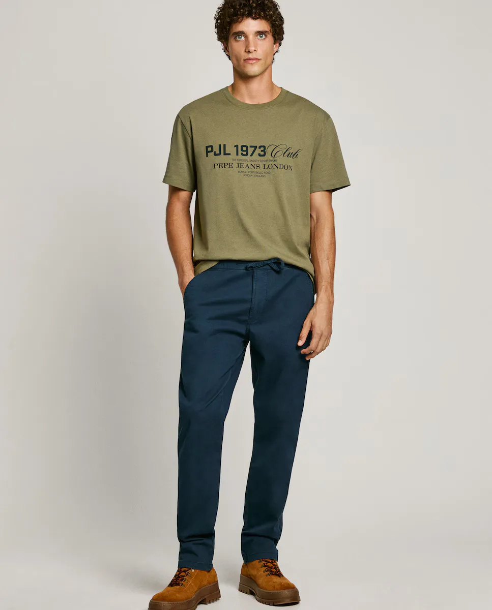 

Мужские брюки-чинос из твила с регулируемой талией Pepe Jeans, темно-синий