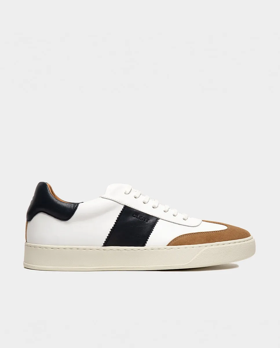 

Мужские кожаные кроссовки с фигурной строчкой Glent, темно-синий