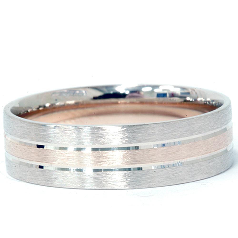 

Мужское двухцветное обручальное кольцо из белого и желтого золота 14 карат Pompeii2, 14K Yellow Gold