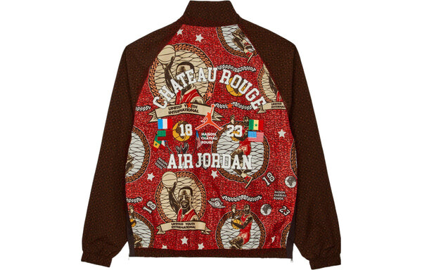 Куртка Air Jordan x Maison Chateau Rouge Crossover Printing Splicing Half Zipper Stand Collar Jacket US Edition Light Yellow, желтый — фото 2