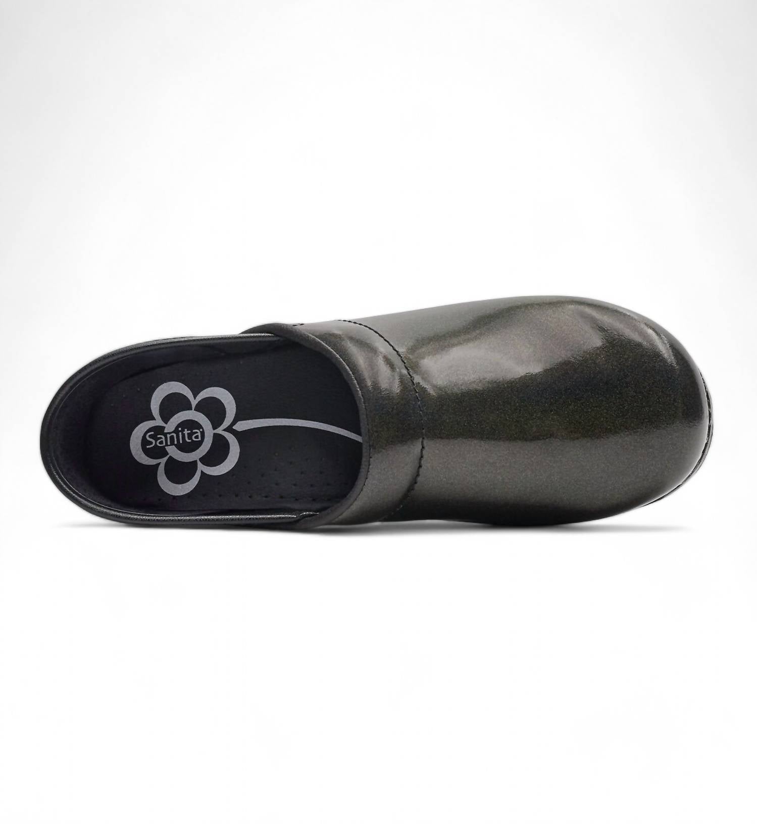 Женские профессиональные клоги Sabel Smart Step в глянцевом антраците Sanita, Patent Charcoal — фото 2