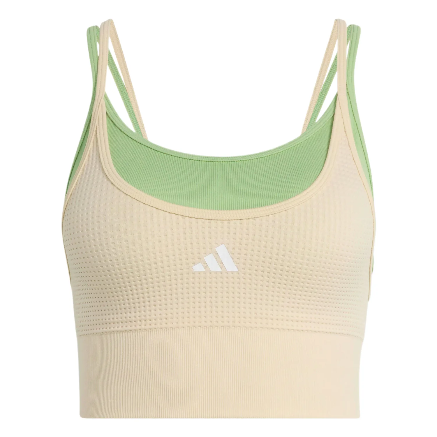 Adidas Топ для йоги женский светлый розовый белый/зеленый Racerback