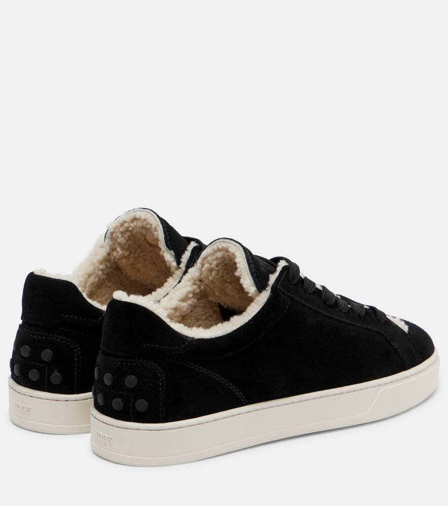 Кроссовки Cassetta из замши с подкладкой из овчины Tod's, Nero+Avorio — фото 2