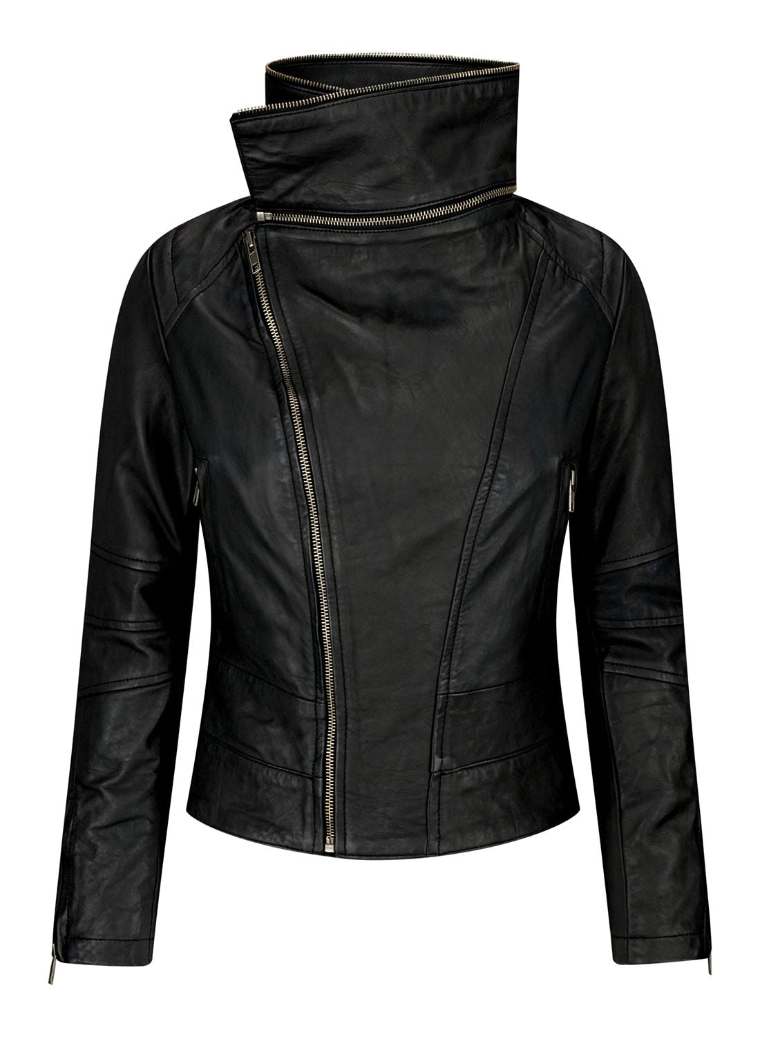 

Кожаная гоночная байкерская куртка TruClothing, черный
