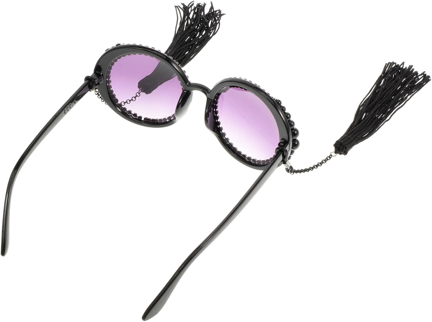 

Модные солнцезащитные очки для женщин, стильные очки со стразами, очки для косплея и фотосессий, очки для вечеринок, солнцезащитные очки для украшения, очки для женщин, черные с кисточками AOKWAWALIY, Black