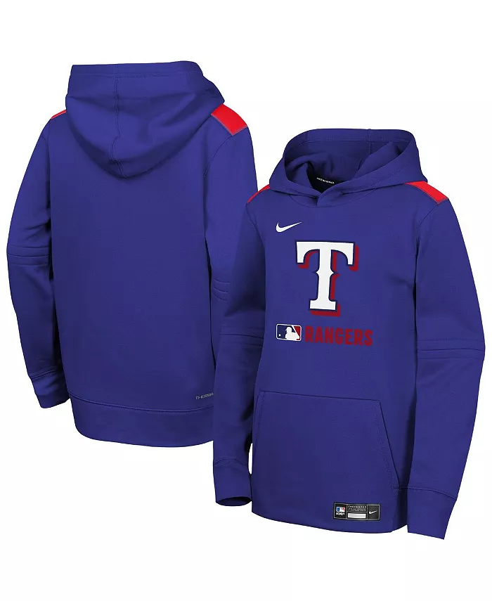 

Толстовка с капюшоном для больших мальчиков и девочек Royal Texas Rangers Authentic Collection Performance Nike