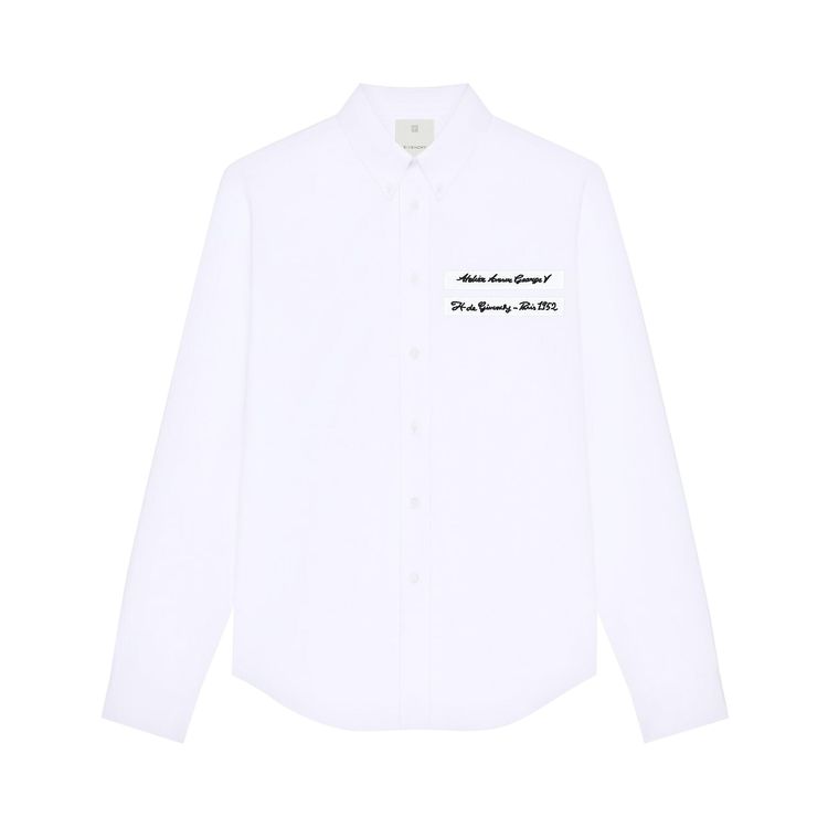 

Рубашка Givenchy Logo Embroidered Long-Sleeve Shirt 'White', белый