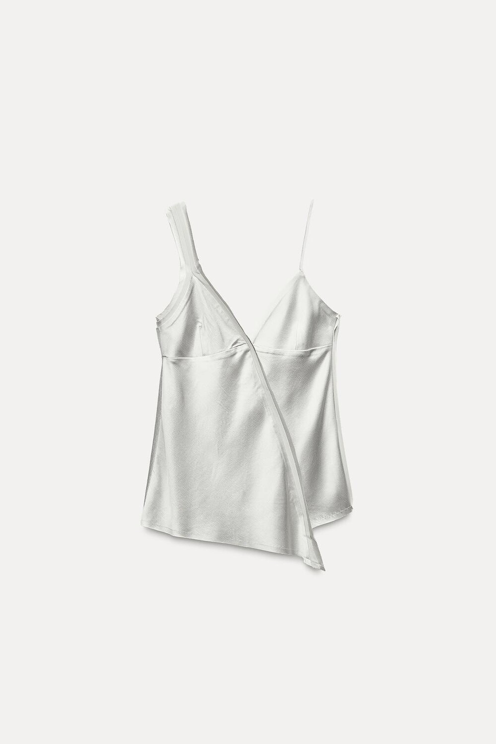

Асимметричный атласный топ ZARA, сине-серый