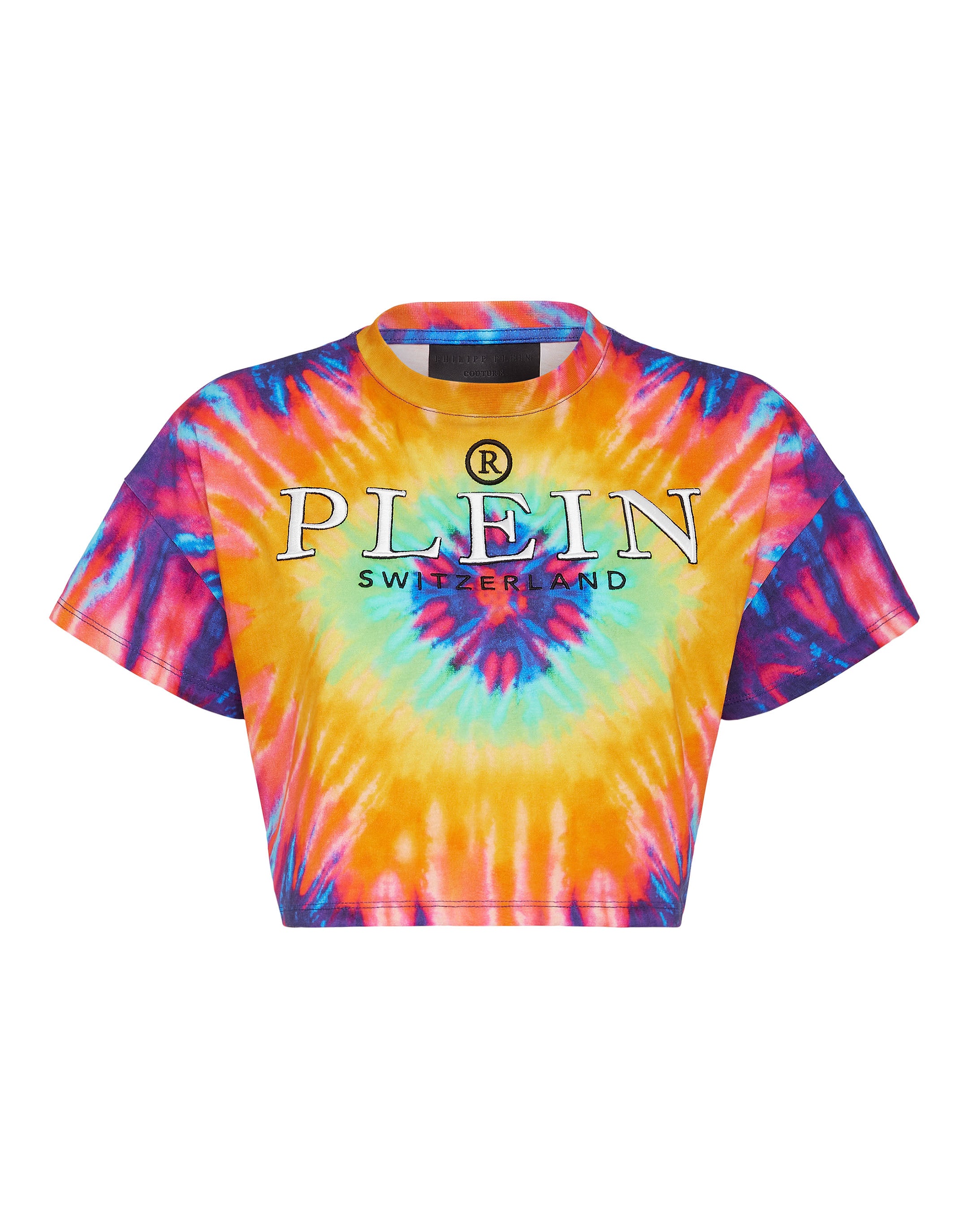 

Футболка укороченная с круглым вырезом SS Tie dye PHILIPP PLEIN, мультиколор
