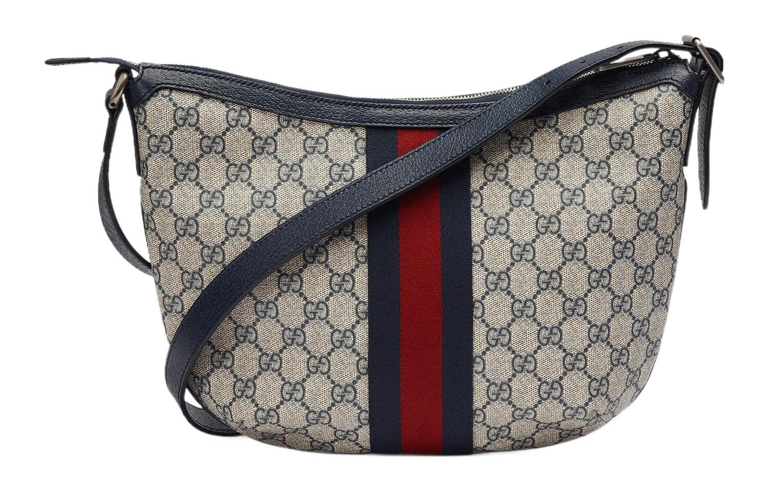 Сумка-полумесяц GUCCI Ophidia из канваса с кожаной отделкой — фото 4