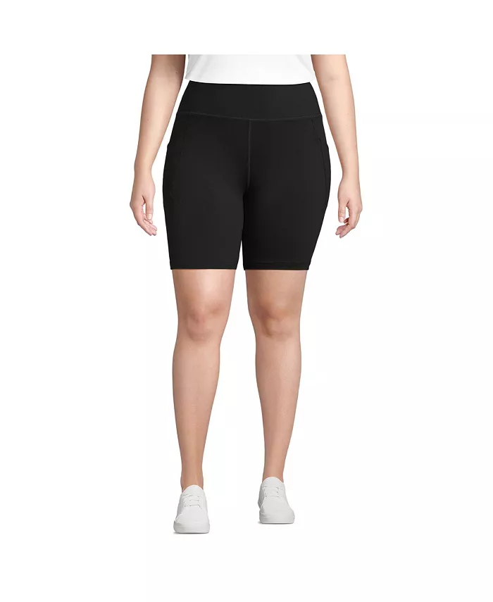 

Плюс сайз велосипедные шорты с карманами Active High Impact 7" Pocket Lands' End, черный
