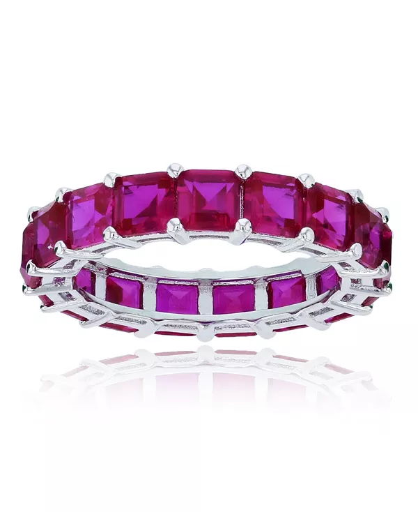 

Кольцо с красными кубическими цирконами огранки «принцесса» из стерлингового серебра с родиевым покрытием Macy'S, red