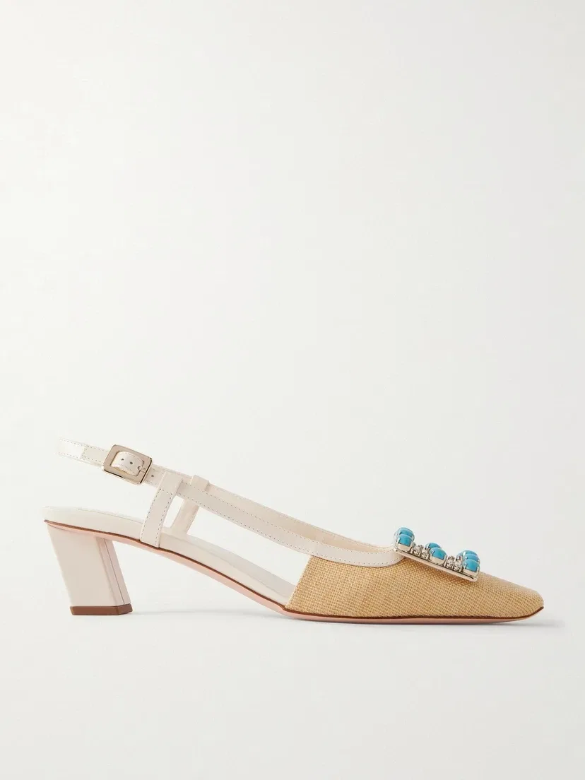 Кожаные туфли-слингбэки Belle Vivier 45 с украшениями Roger Vivier, бежевый