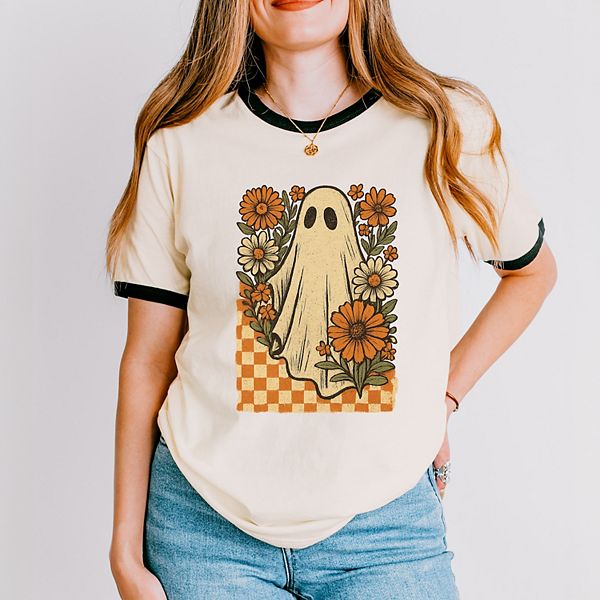 

Футболка в стиле ретро с клетчатым принтом и цветочным узором Simply Sage Market, Vintage Black