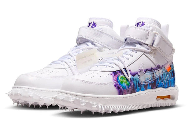 Кроссовки x off white air force 1 mid Nike, белый — фото 2