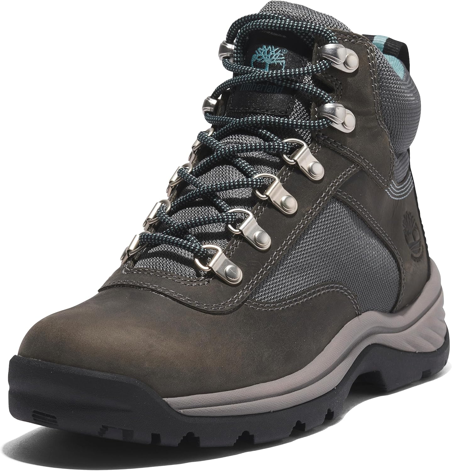 

Женские белые водонепроницаемые походные ботинки Timberland Ledge Mid со шнуровкой, Medium Grey Full-Grain