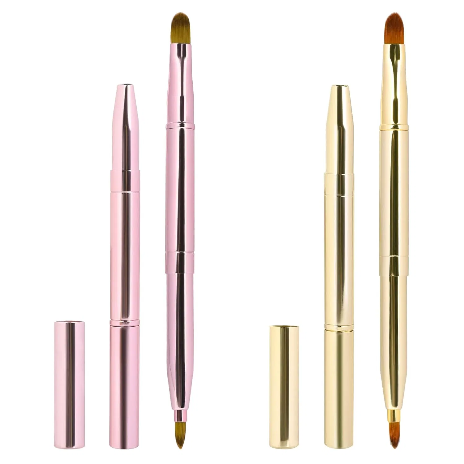 Набор выдвижных двусторонних кистей для губ, 2 шт. Sliverdew, Pink, Gold