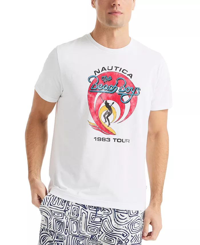 

Beach Boys x Мужская футболка классического кроя с принтом Nautica, белый
