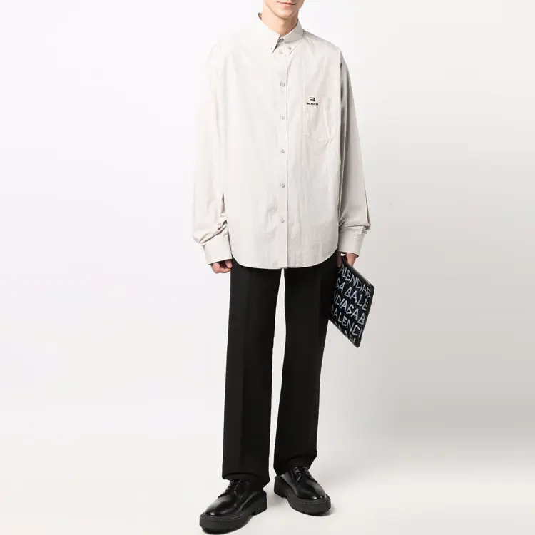 Рубашка мужская серая/белая Balenciaga, серый — фото 2