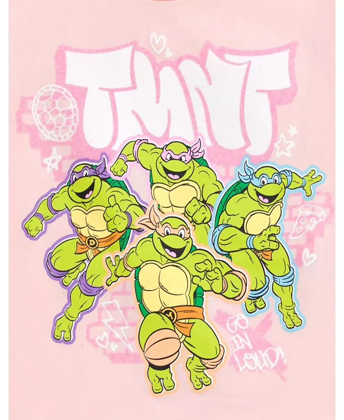 Детский комплект: футболка и шорты из шамбре TEENAGE MUTANT NINJA TURTLES, розовый — фото 4