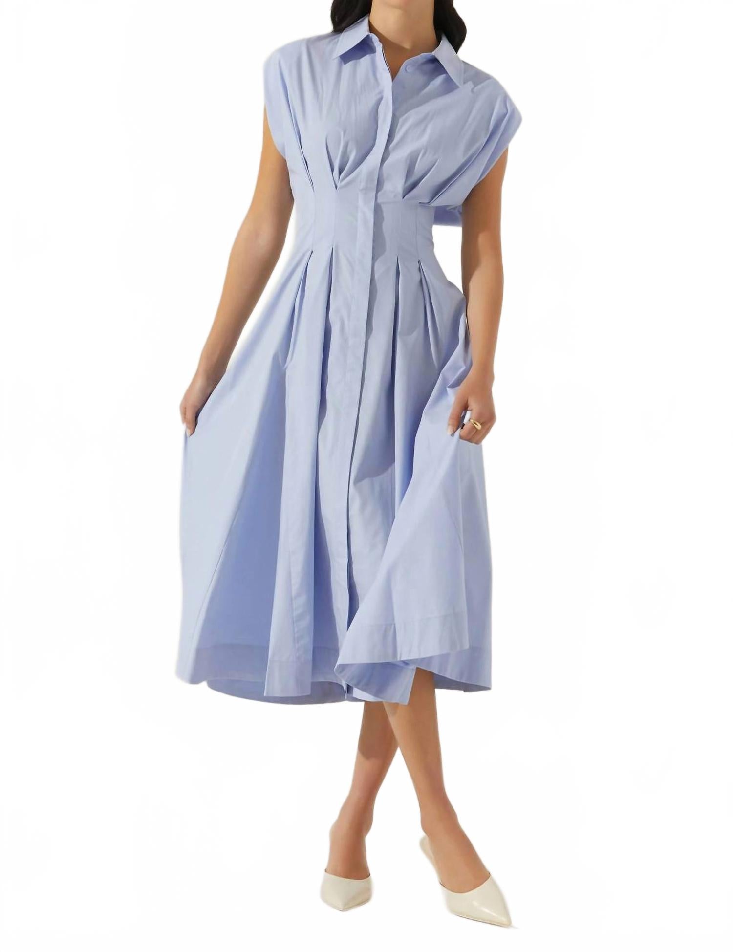 

Платье Beckett с зауженной талией и складками в голубом цвете ASTR