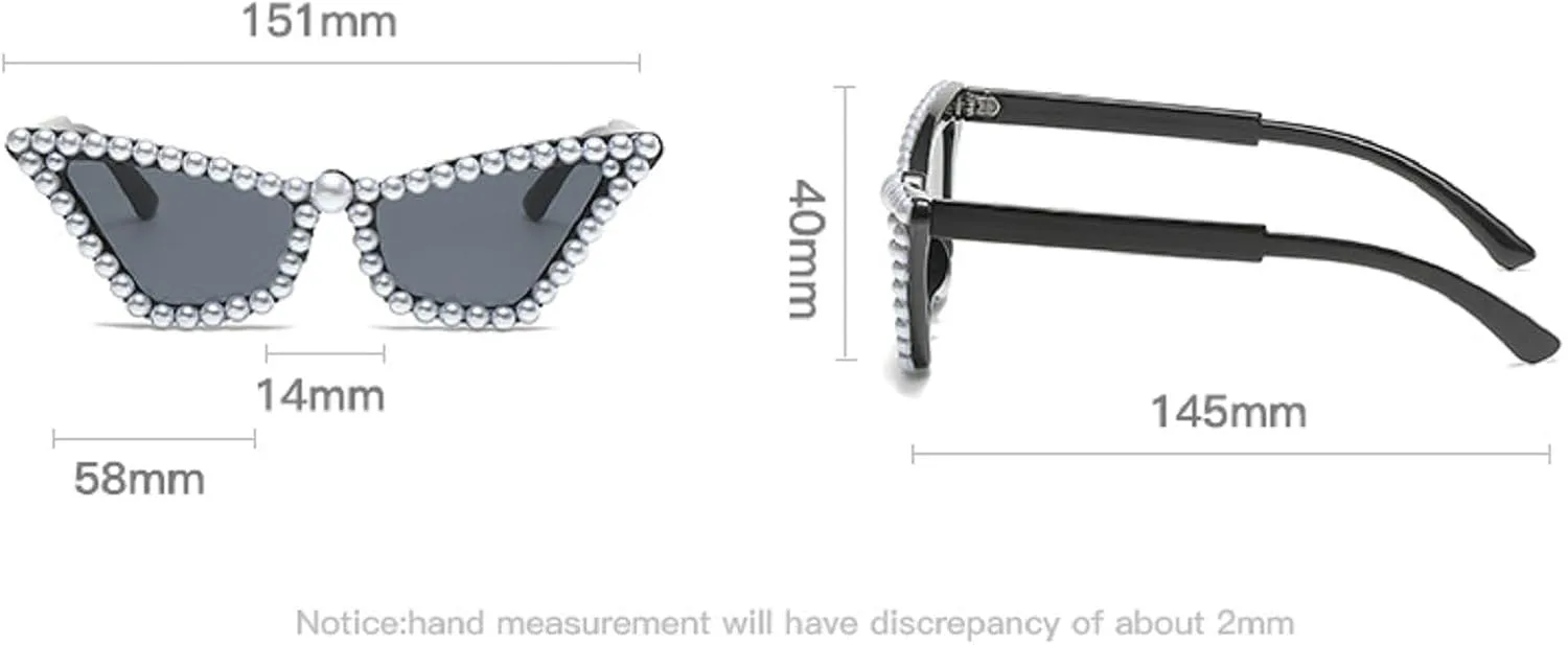 

Модные солнцезащитные очки «кошачий глаз» со стразами для женщин в стиле 90-х, с блестками и жемчугом, большие, как аксессуар для диско-вечеринки mincl, Black&clear