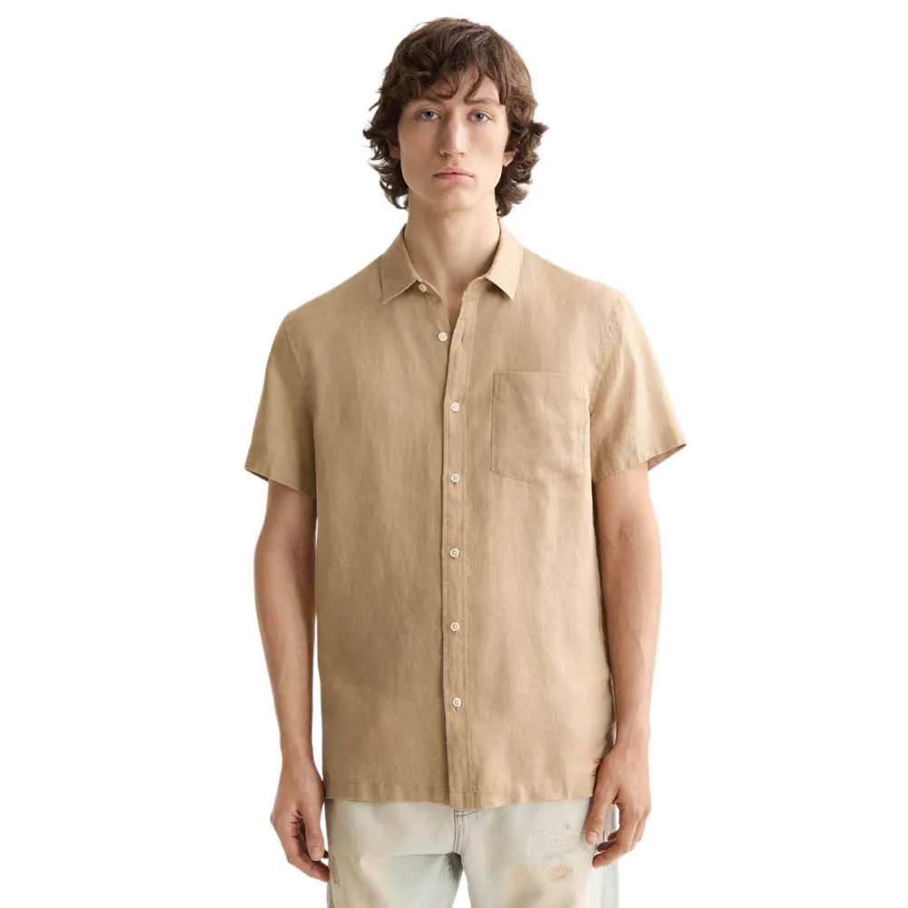 

Рубашка с коротким рукавом Scotch & Soda Regular Fit Linen, бежевый