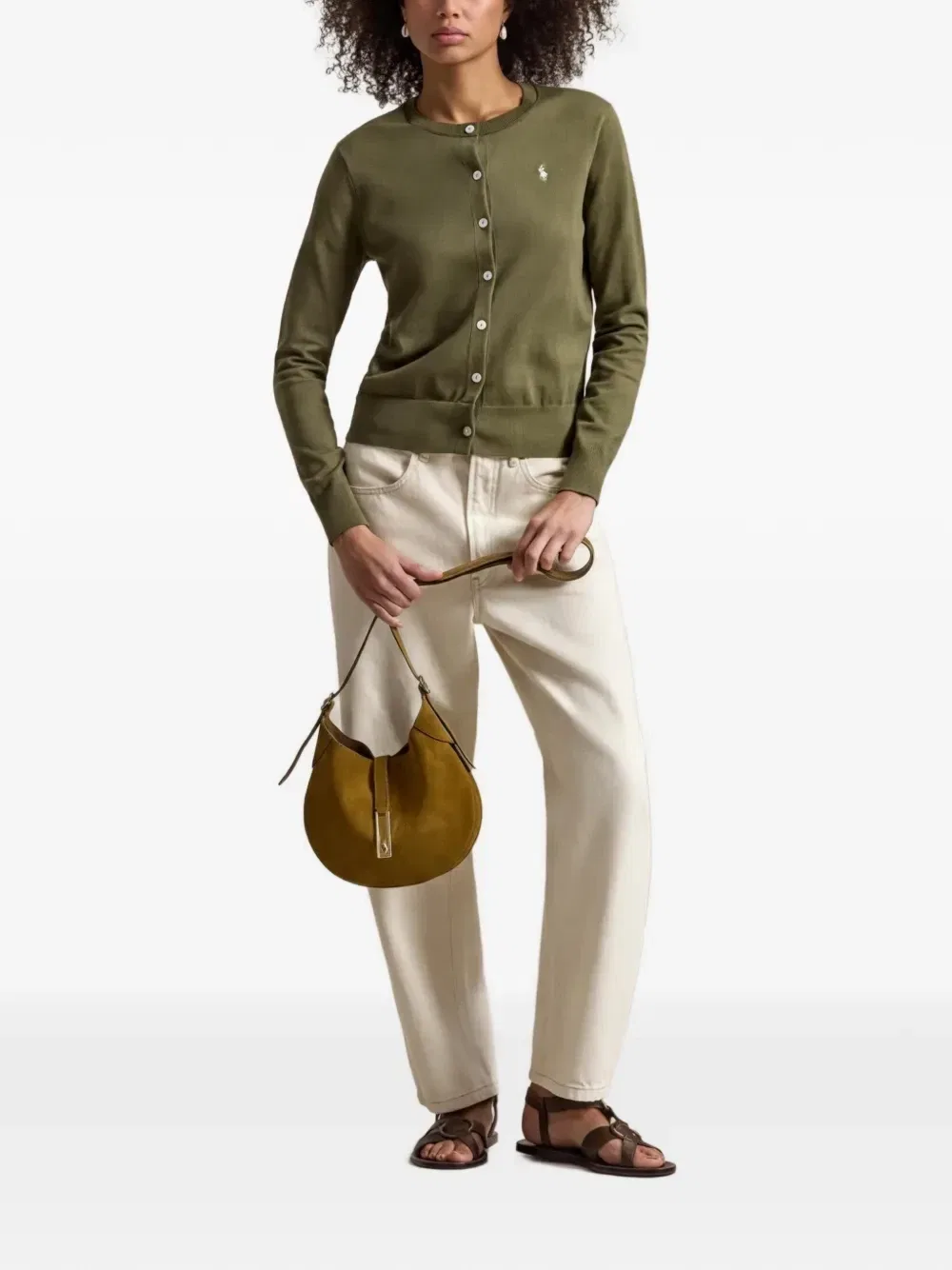 Кардиган с вышитым логотипом POLO RALPH LAUREN, зеленый — фото 2